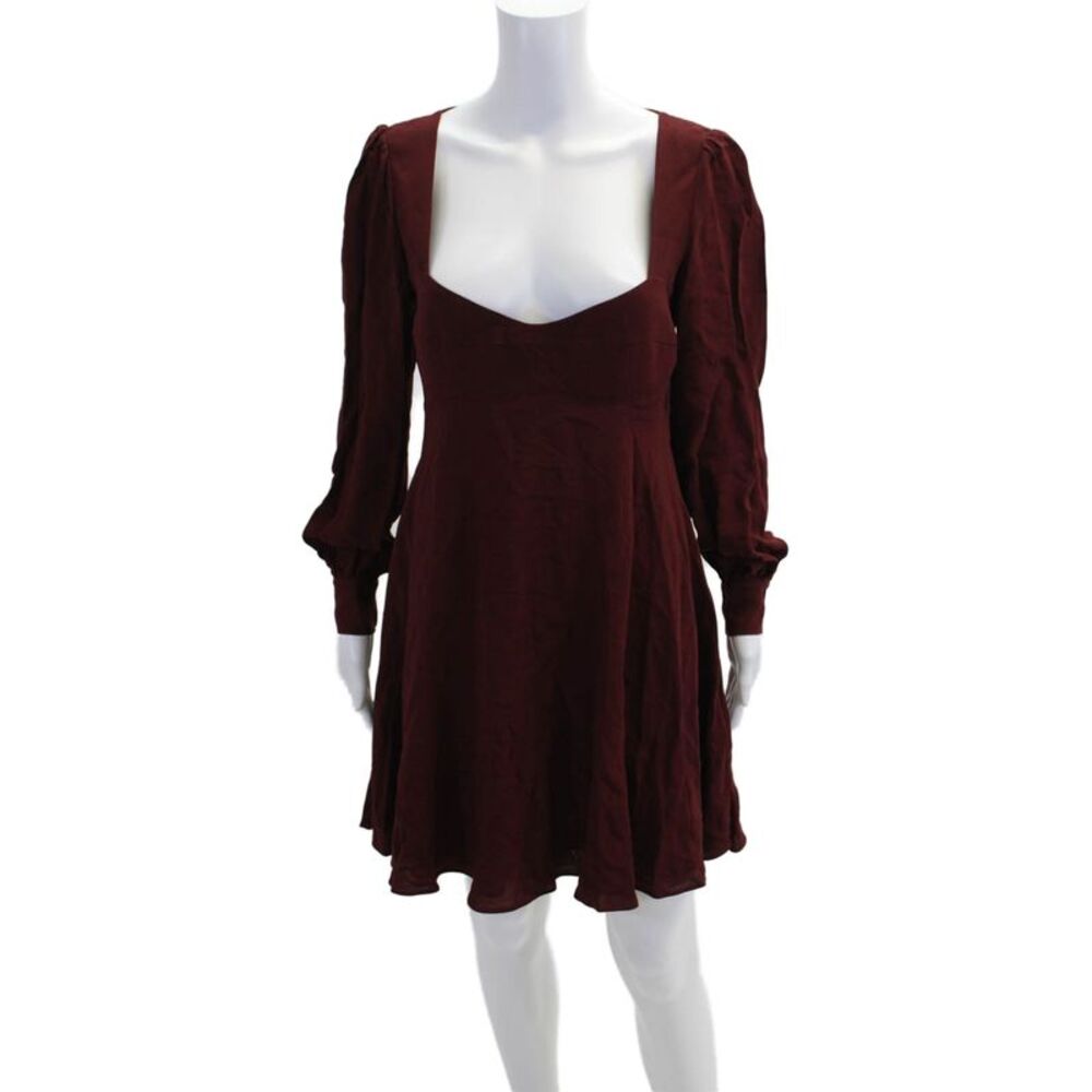 Alexa Chung Womens Long Sleeve Zippered Square Neck A-Line Dress Red Size 6